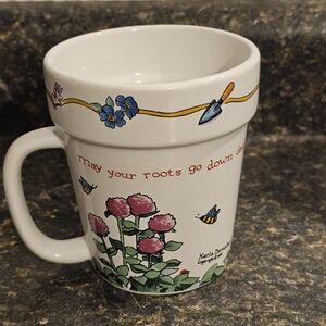 Vintage Flower Pot Mug Ephesians 3:17 “May your roots go down…” Religious Church